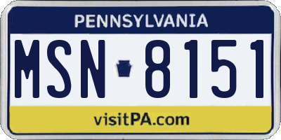 PA license plate MSN8151