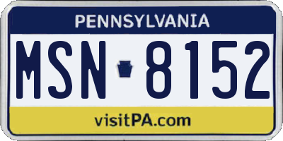 PA license plate MSN8152