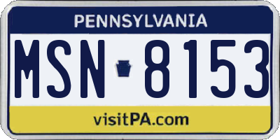PA license plate MSN8153