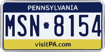PA license plate MSN8154