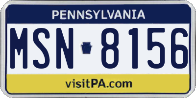 PA license plate MSN8156