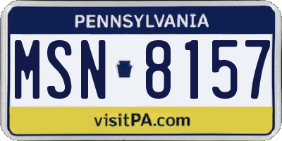 PA license plate MSN8157