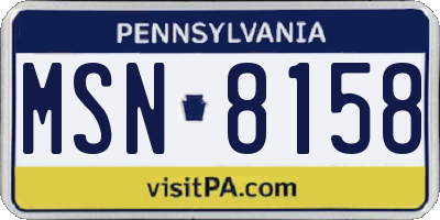 PA license plate MSN8158