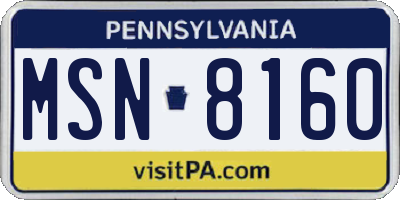 PA license plate MSN8160