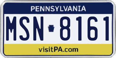 PA license plate MSN8161