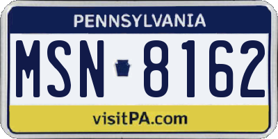 PA license plate MSN8162