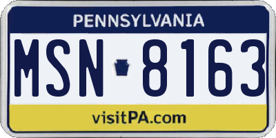 PA license plate MSN8163