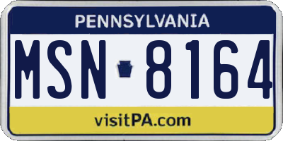 PA license plate MSN8164