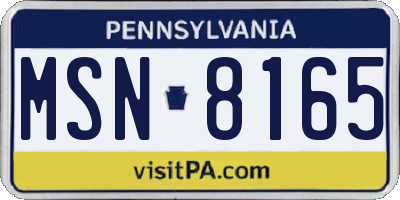 PA license plate MSN8165