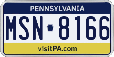 PA license plate MSN8166