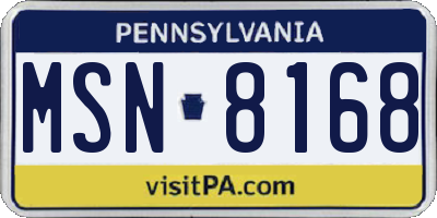 PA license plate MSN8168
