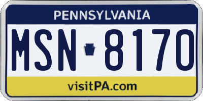 PA license plate MSN8170