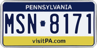 PA license plate MSN8171