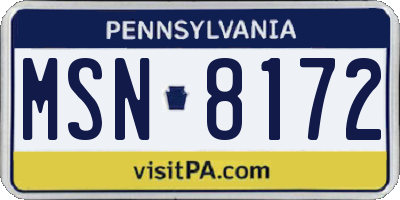PA license plate MSN8172