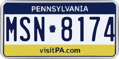PA license plate MSN8174