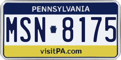 PA license plate MSN8175