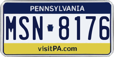 PA license plate MSN8176