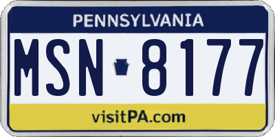 PA license plate MSN8177