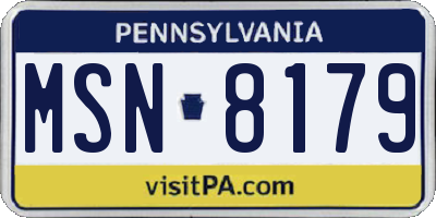 PA license plate MSN8179