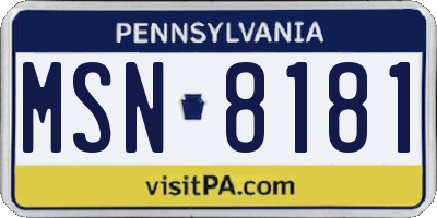 PA license plate MSN8181