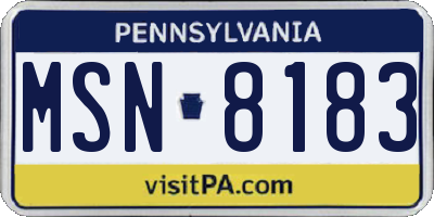 PA license plate MSN8183