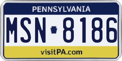 PA license plate MSN8186