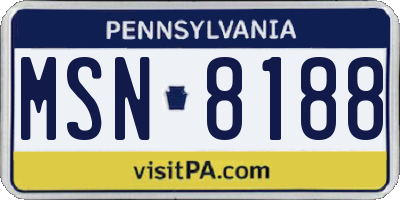 PA license plate MSN8188