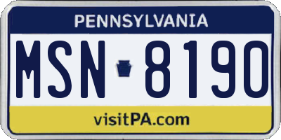 PA license plate MSN8190
