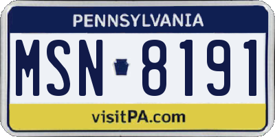 PA license plate MSN8191
