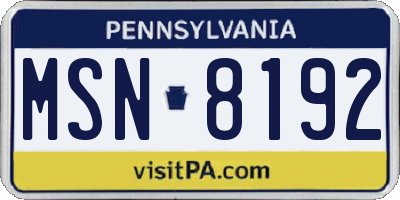 PA license plate MSN8192
