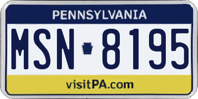 PA license plate MSN8195