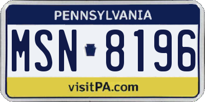 PA license plate MSN8196