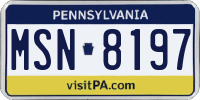 PA license plate MSN8197