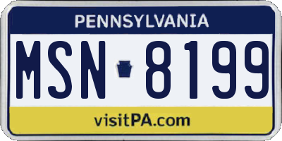 PA license plate MSN8199