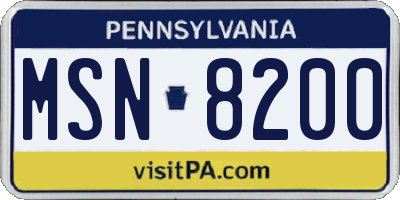 PA license plate MSN8200