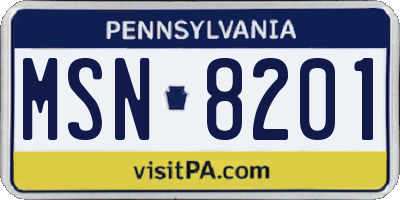 PA license plate MSN8201