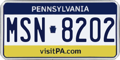 PA license plate MSN8202