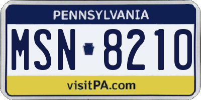 PA license plate MSN8210