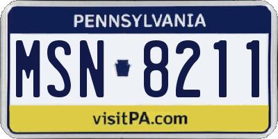 PA license plate MSN8211