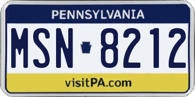 PA license plate MSN8212