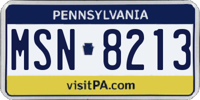 PA license plate MSN8213