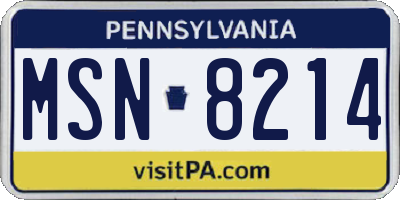 PA license plate MSN8214