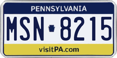 PA license plate MSN8215