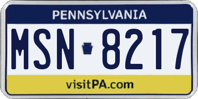 PA license plate MSN8217