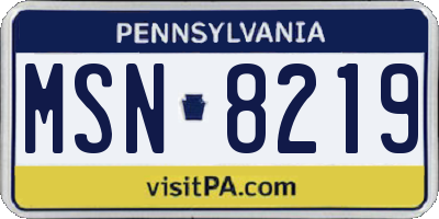 PA license plate MSN8219