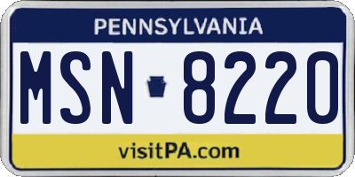 PA license plate MSN8220