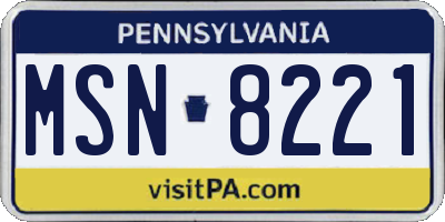 PA license plate MSN8221