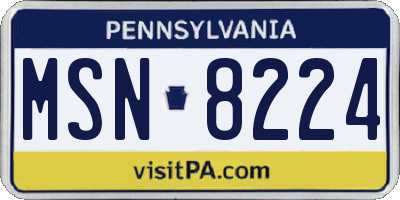 PA license plate MSN8224