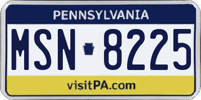 PA license plate MSN8225