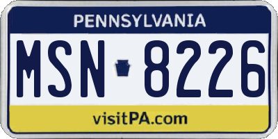 PA license plate MSN8226
